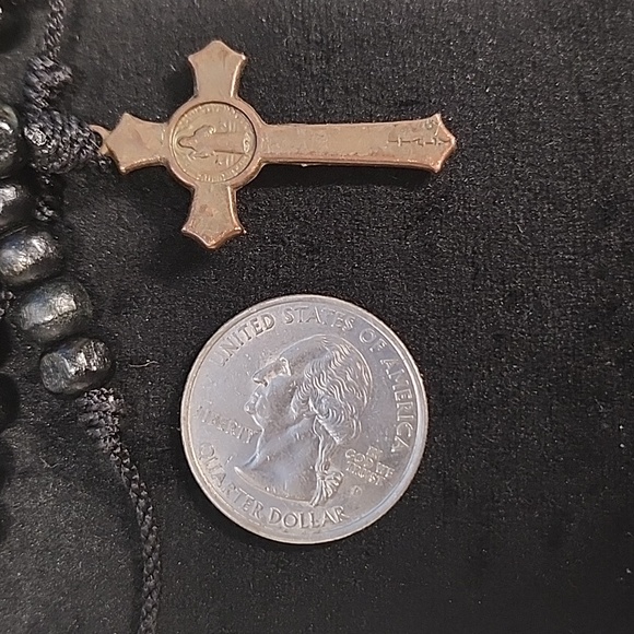 Small Black Beaded Rosary | Plastic Crucifix | Catholic Prayer Beads - Picture 4 of 5